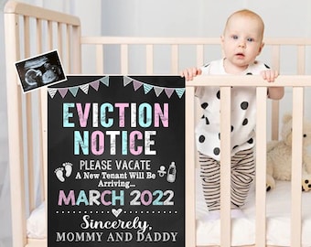 Eviction Notice Pregnancy Announcement Personalized Chalkboard Sign, Big Brother or Sister, 2nd Baby Number 2, Sibling, DIGITAL FILE