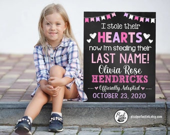 Printable Adoption Announcement Personalized Chalkboard Sign, Officially Adopted Photo Prop, DIGITAL FILE