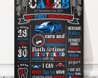 Retro Car Birthday Milestone Board Printable Digital First Birthday Chalkboard Sign Vintage Car Birthday Classic Car Chalkboard