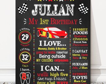 Retro Car Birthday Milestone Board Printable Digital First Birthday Chalkboard Sign Vintage Car Birthday Classic Car Chalkboard