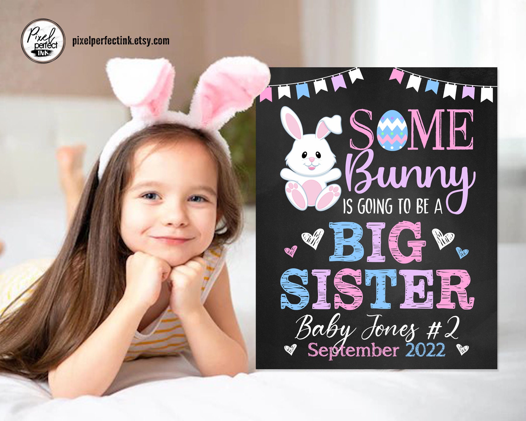 Easter Pregnancy Announcement Personalized Chalkboard Sign Etsy