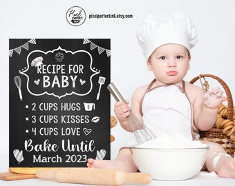 Recipe For A Baby Pregnancy Announcement Personalized Chalkboard Sign, Social Media Reveal, First Baby / Baby Number 2, DIGITAL FILE