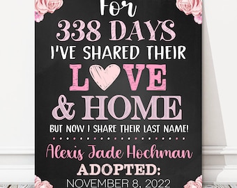 Adoption Announcement Personalized Chalkboard Sign, Officially Adopted Photo Prop, Girl Adoption Day, DIGITAL FILE