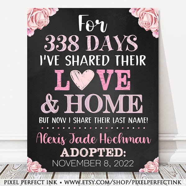 Adoption Announcement Personalized Chalkboard Sign, Officially Adopted Photo Prop, Girl Adoption Day, DIGITAL FILE