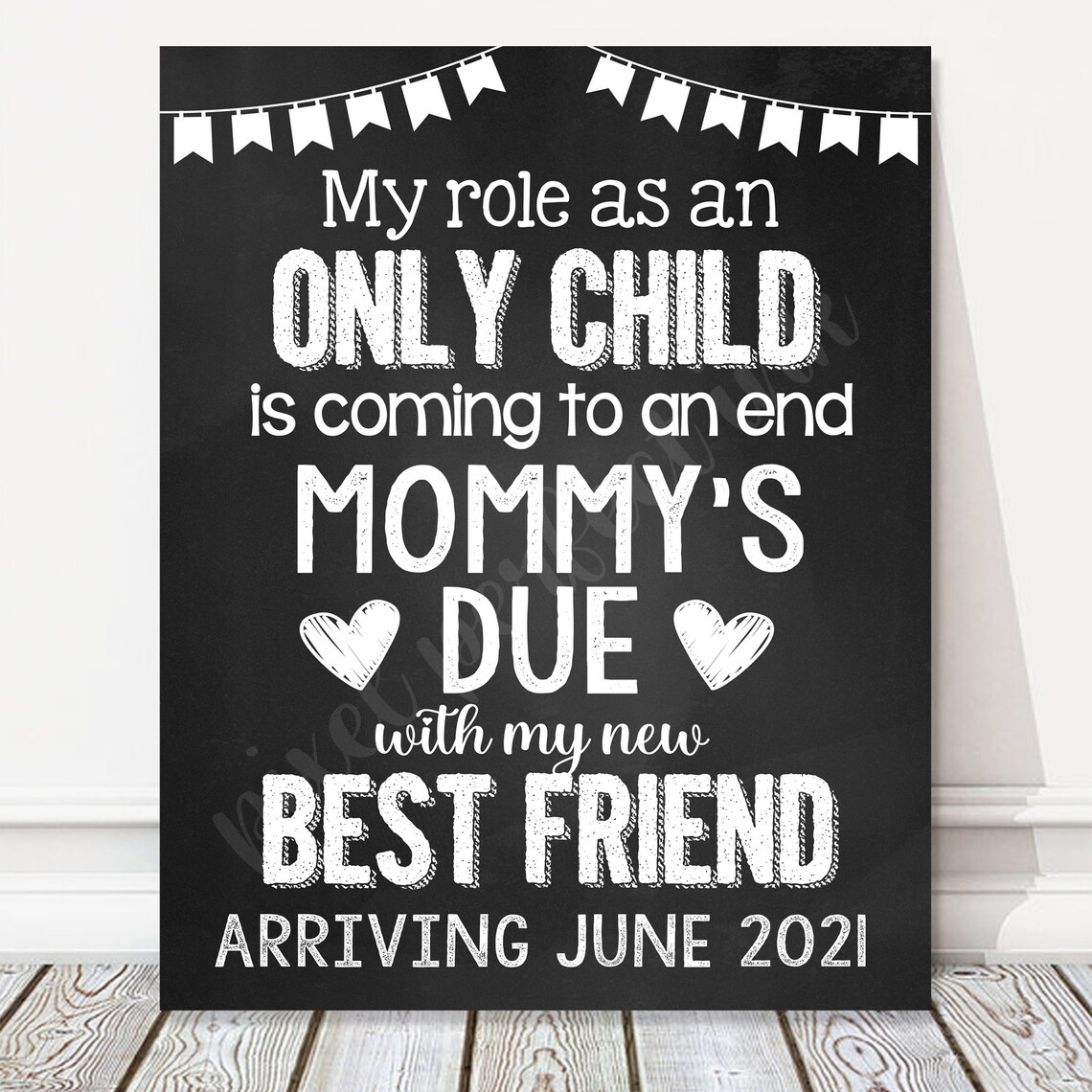 Printable Pregnancy Announcement Personalized Chalkboard Sign, White ...