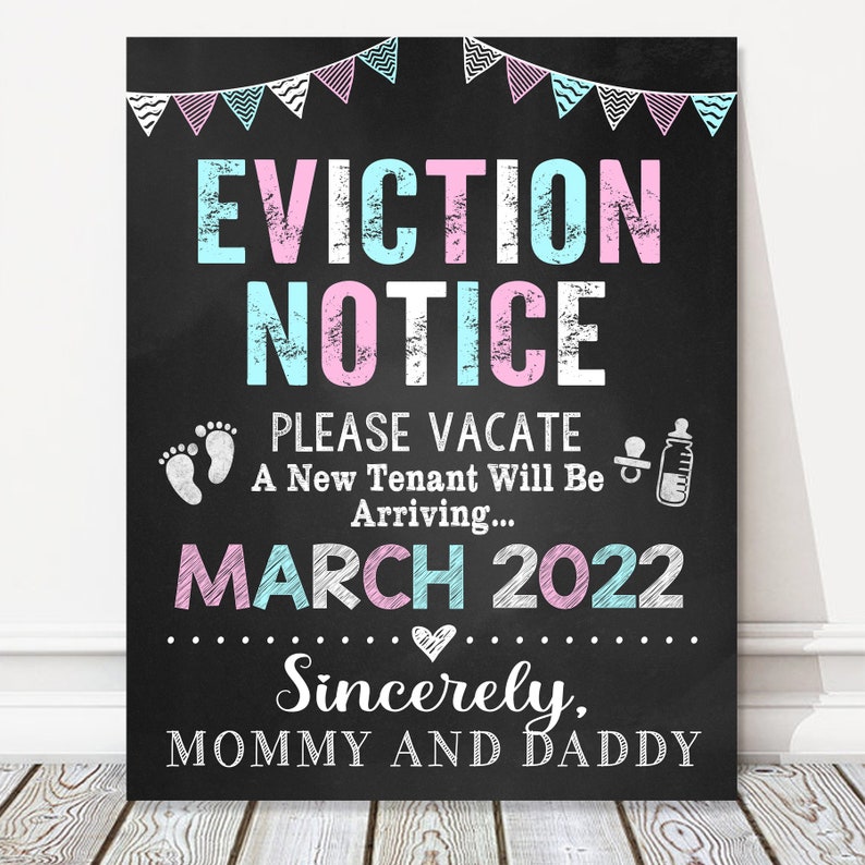 Eviction Notice Pregnancy Announcement Personalized Chalkboard - Etsy