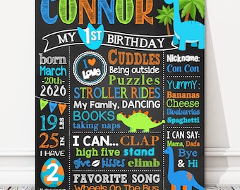 Dinosaurier 1.2.3.Geburtstagstafel, Junge Meilenstein Geburtstagstafel Zeichen, Blaues Grün Orange Party Plakat, jedes Alter, DIGITALE DATEI