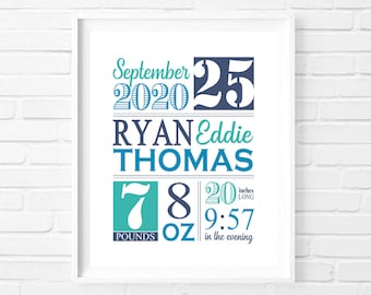 PRINTABLE Birth Stats Wall Art / Nursery / Birth - Etsy