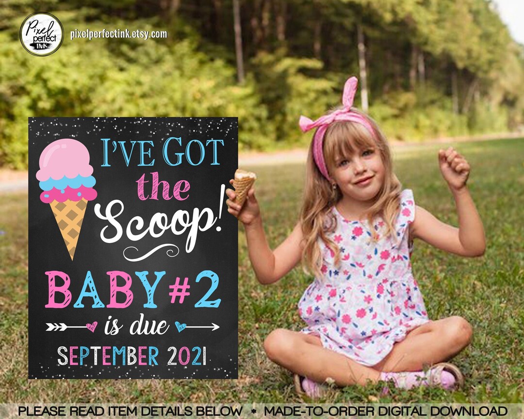 Printable Ice Cream Pregnancy Announcement Chalkboard Sign, I've Got