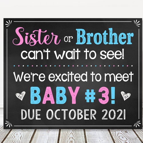 Baby Number 3 Pregnancy Announcement PRINTABLE 8x10/16x20 - Etsy
