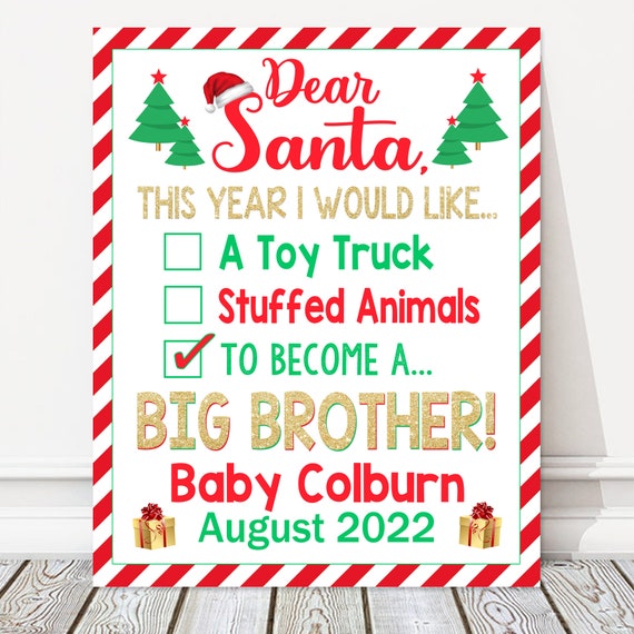 Big Brother Christmas New Baby A4 Christmas Pregnancy Announcement Print Big Brother Christmas New Baby A4 Christmas Pregnancy Announcement Print
