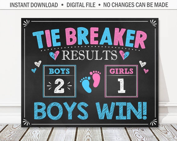 Tie Breaker Pregnancy Announcement Printable Chalkboard 