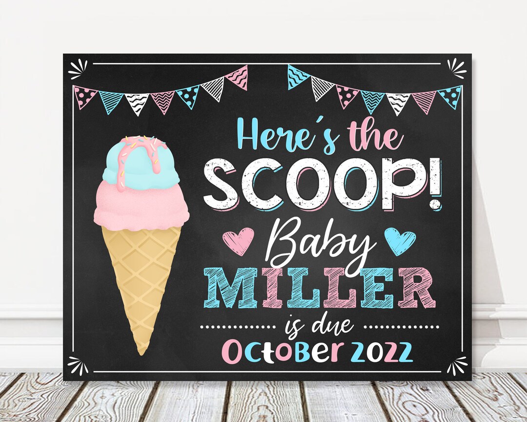Here's the Scoop Ice Cream Pregnancy Announcement Etsy
