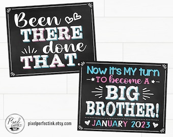 Been There Done That Now It's My Turn 3rd Pregnancy Announcement Chalkboard Sign, Big Brother Baby Number 3 Reveal Photo Prop, DIGITAL FILE