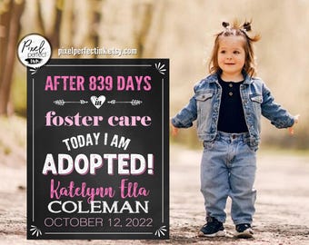 Adoption Announcement Personalized Printable Chalkboard Sign, Adoption Day Photo Prop, DIGITAL FILE