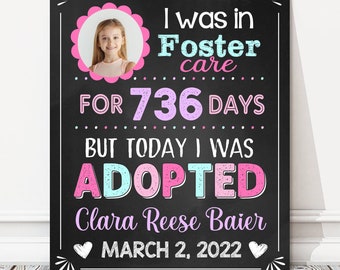 Girl Adoption Announcement Personalized Chalkboard Sign, Officially Adopted Photo Prop, Adoption Day, DIGITAL FILE