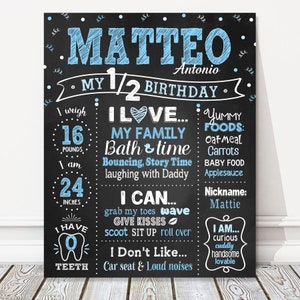 Confetti Half Birthday Board, Boy Milestone Birthday Lavagna Segno, Light Blue Party Poster, 6 Mesi di Età, FILE DIGITALE