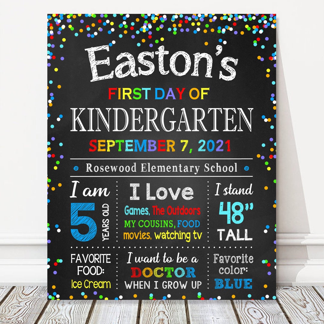 Printable First Day of School Chalkboard Sign, Preshcool Kindergarten ...
