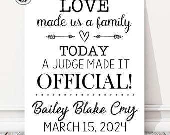 Adoption Announcement Personalized Chalkboard Sign, Love Made Us A Family, Photo Prop, DIGITAL FILE