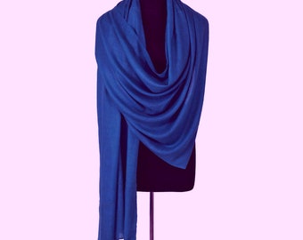 Livraison gratuite - Écharpe pashmina de luxe esthétique bleu azur pour mariage fait main - écharpe de mariée pashmina - écharpe oversize - cadeau de demoiselle d'honneur pashmina