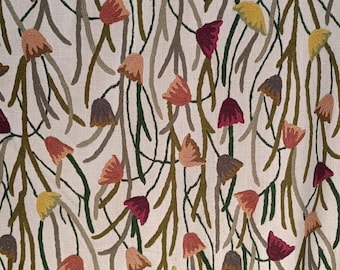 Vintage Tulip Floral Crewel Vorhang: Handgemachter Kashmir Leinen Polsterstoff