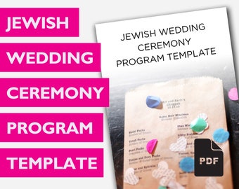Jewish Wedding Ceremony Program Template, Jewish Ceremony Program Template, Jewish Program Template, Jewish Wedding Ceremony Program