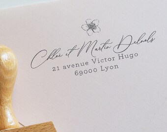 Stamp wood wedding address