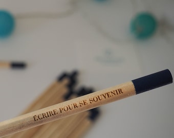 Hand-painted paper pencil engraved in wood