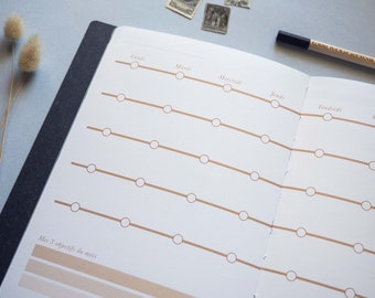 Undated weekly planner - Gold foil and embossing printed on recycled paper