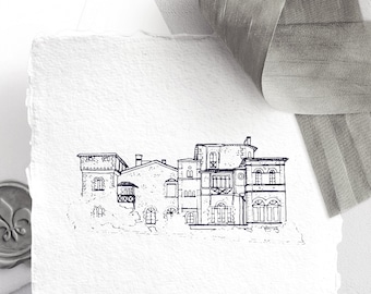Illustration place wedding, castle, house, estate, park ...