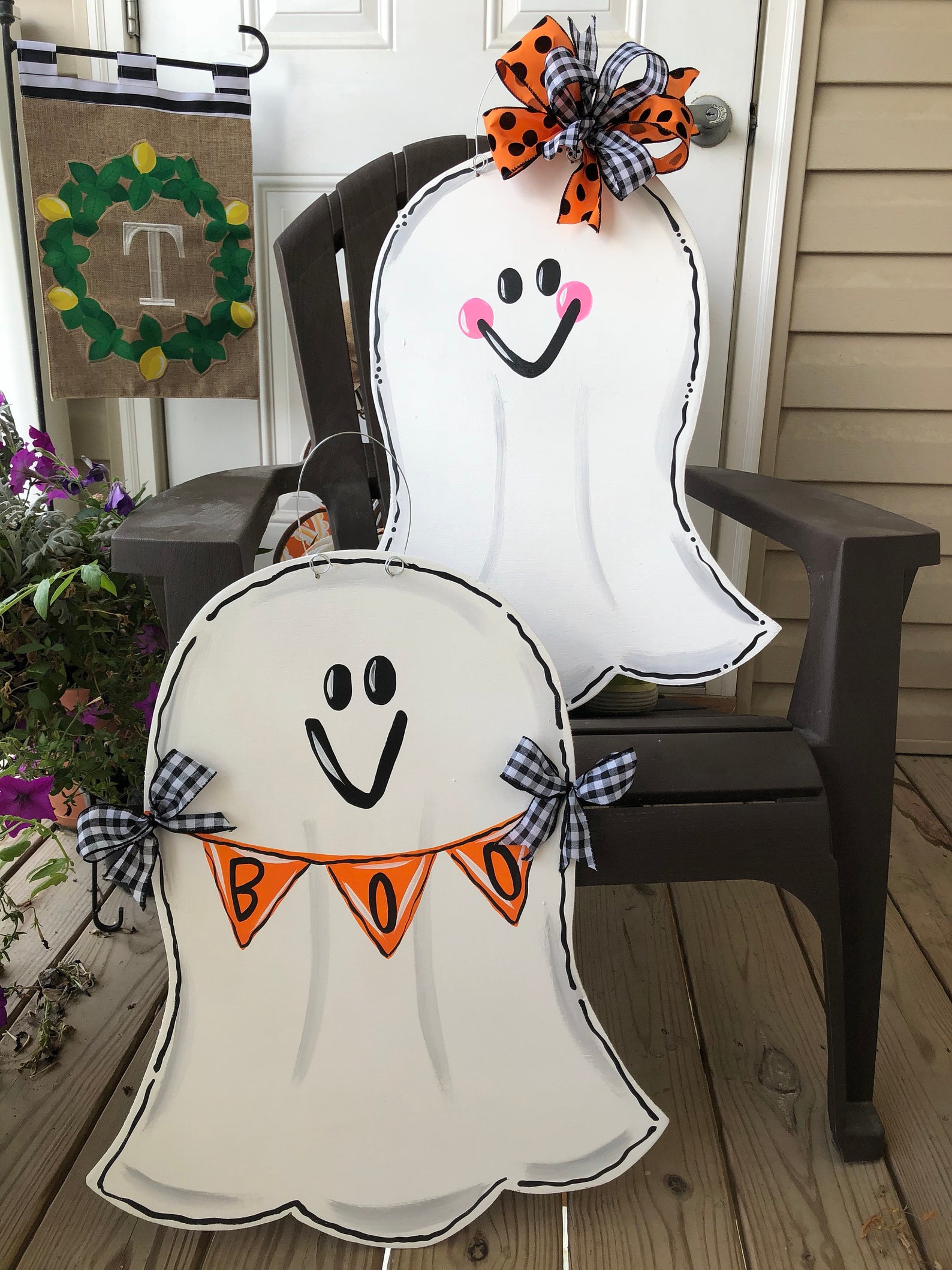 Set of 2 Halloween Ghost Door Hangers Boy and Girl Ghost Door Etsy