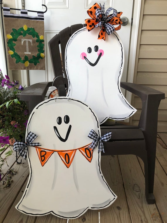 Set of 2 Halloween Ghost Door Hangers Boy and Girl Ghost Door Etsy