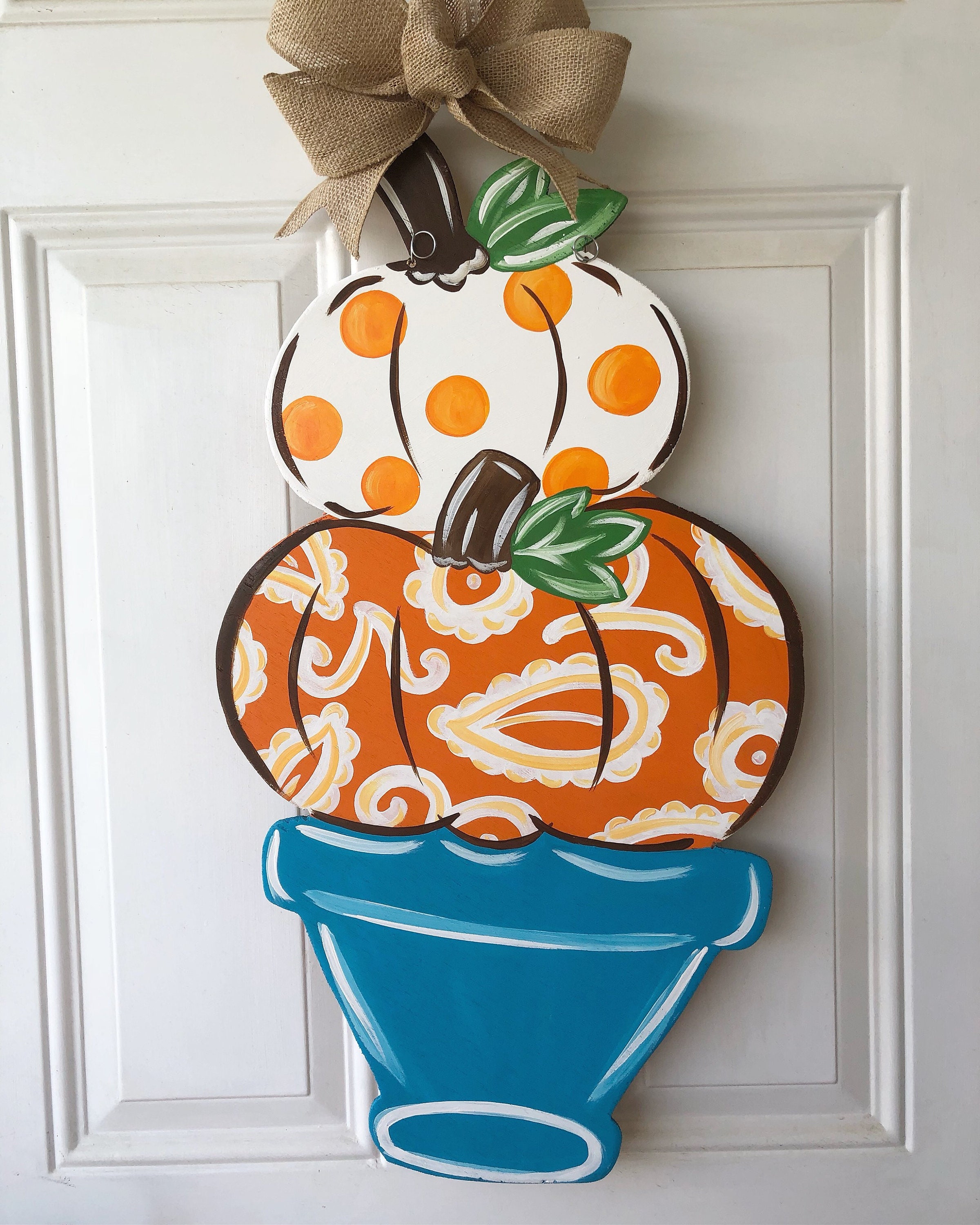 Fall stacked pumkin door hanger bright pumpkin door hanger Etsy