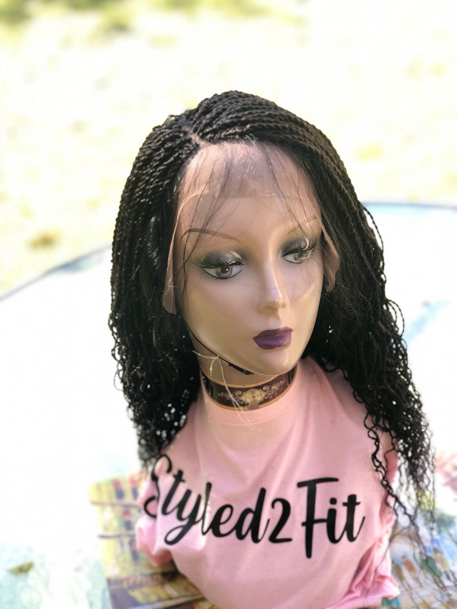 Braided Wig.Lace wig baby hair/ Curly /Made to order. Chose Etsy