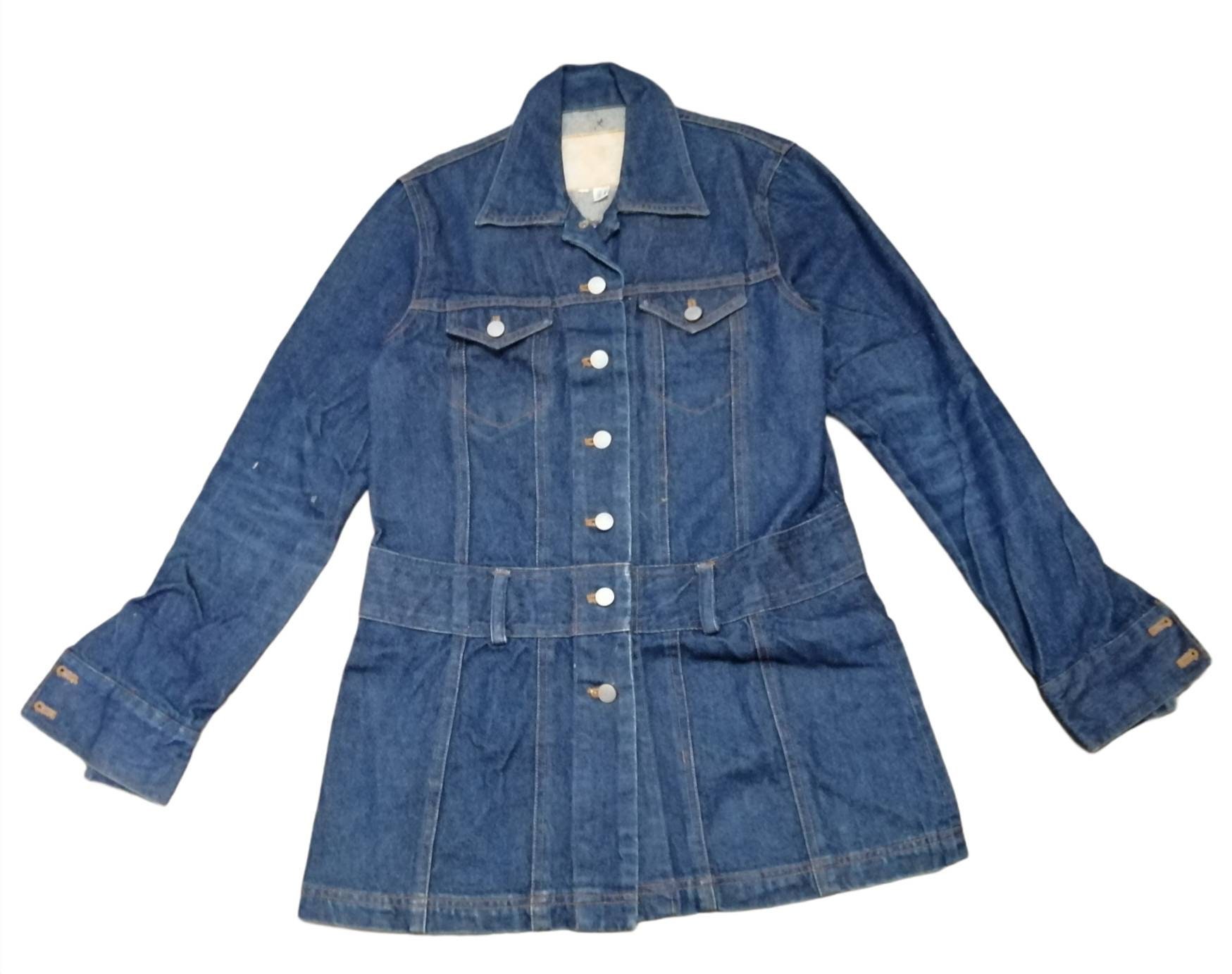 Vintage Women's Denim Long Jacket Coat Jeans Dark Blue Etsy