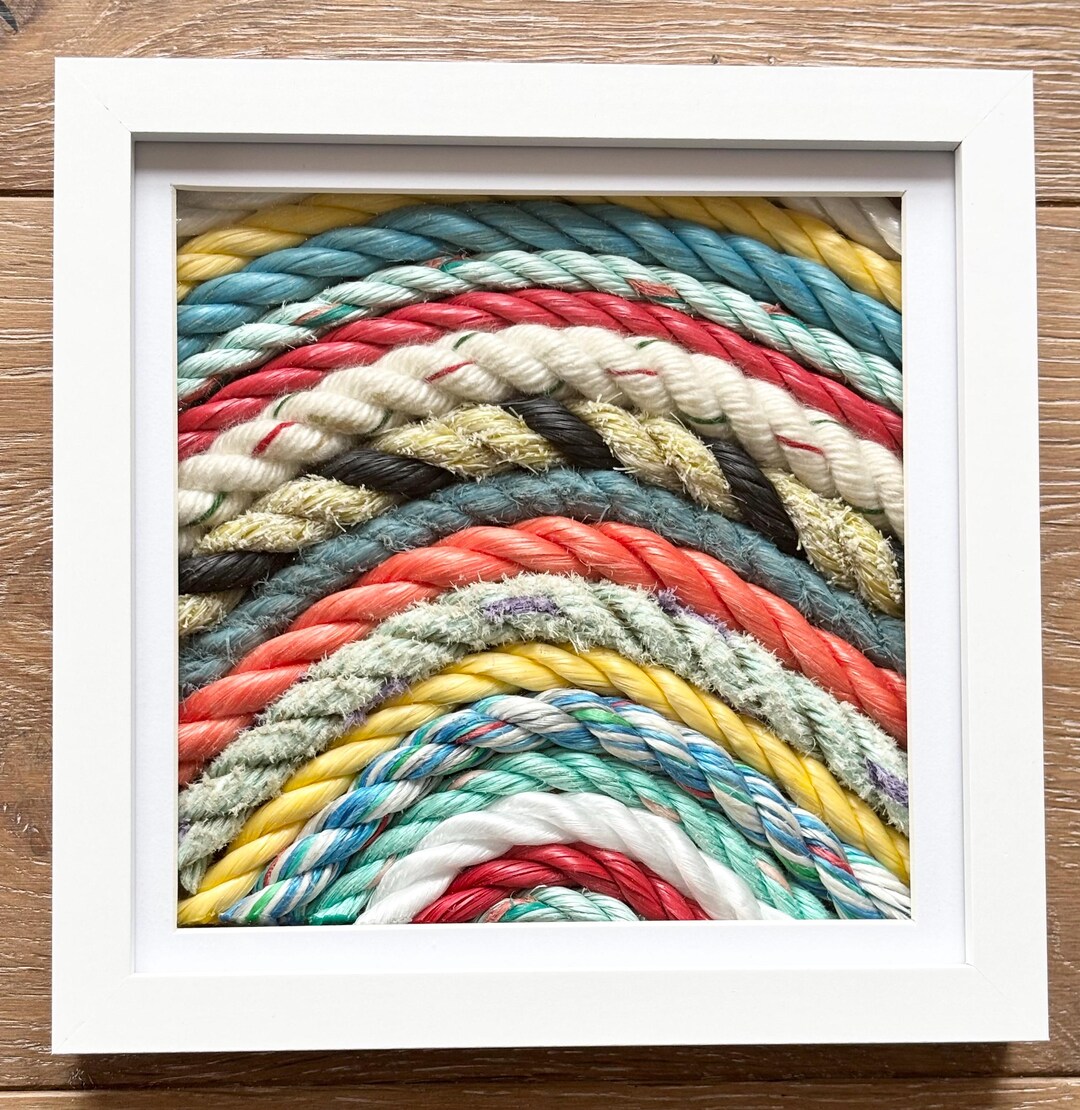 Handmade Fishing Rope Artwork: Coastal Reclaimed Art, 20cm Framed - Etsy