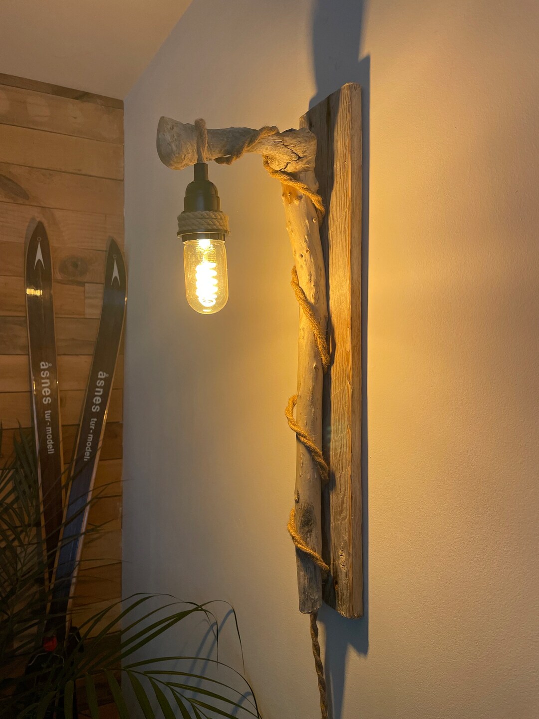 Driftwood Wall Light With Vintage LED Style Bulb Etsy UK