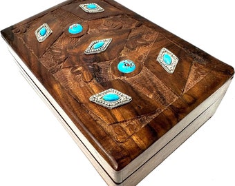 Kavatza Stone Flower Handmade Wooden Box With Secret Lock - Etsy