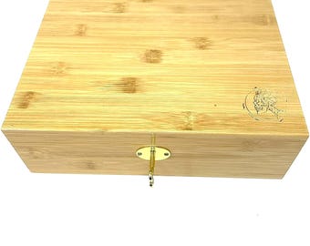 Handcrafted Lacquer Bamboo Storage Rolling Box with Lock - Large