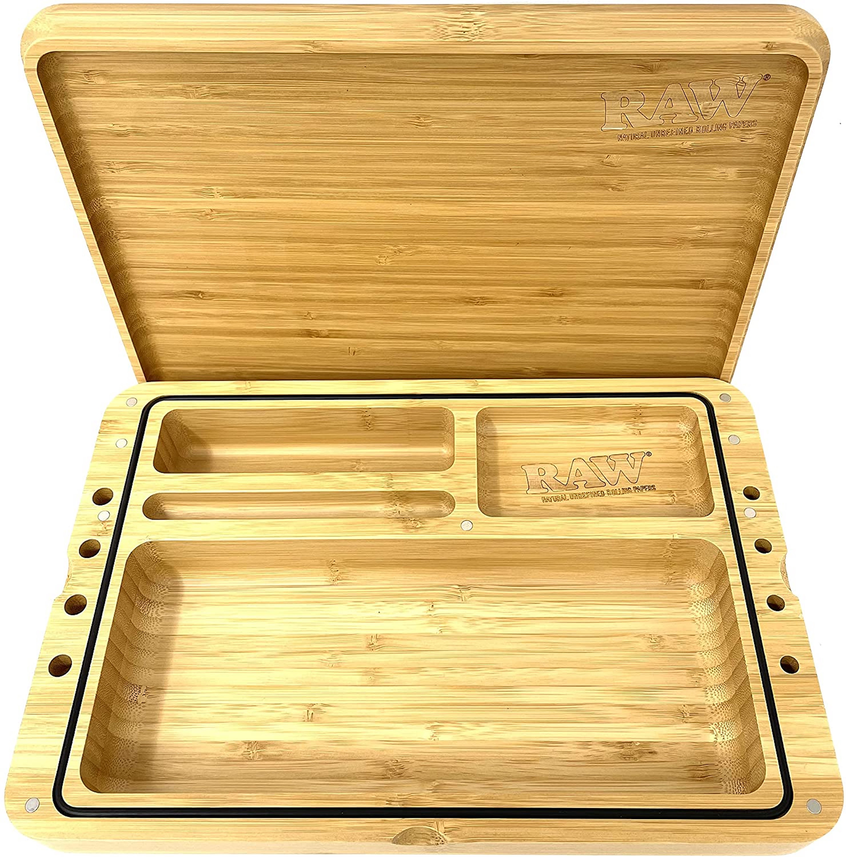 RAW SPIRIT BOX Wooden Rolling Tray Box With Cones, Papers and Tips