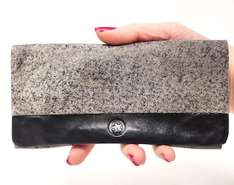Hanmade Rolling tobacco pouch made from leftover leather pieces marble print