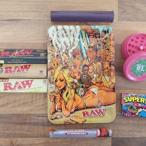 Raw Girl rolling tray  Roach Tips Gift Set Pack Bundle