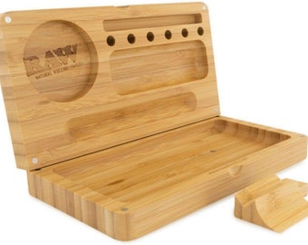 RAW Rolling Tray Bamboo Flip Magnet Tray Box