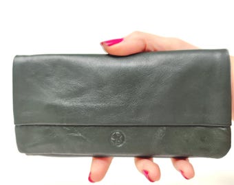 Dark Green Leather Tobacco Pouch: Rolling Tobacco Bag, Everyday Carry