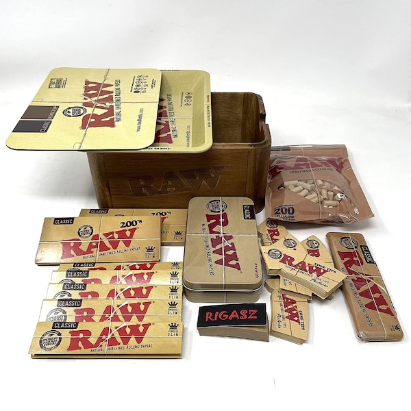 RAW Holz Cache Box Mini Set mit Tablett und Magnetdeckel