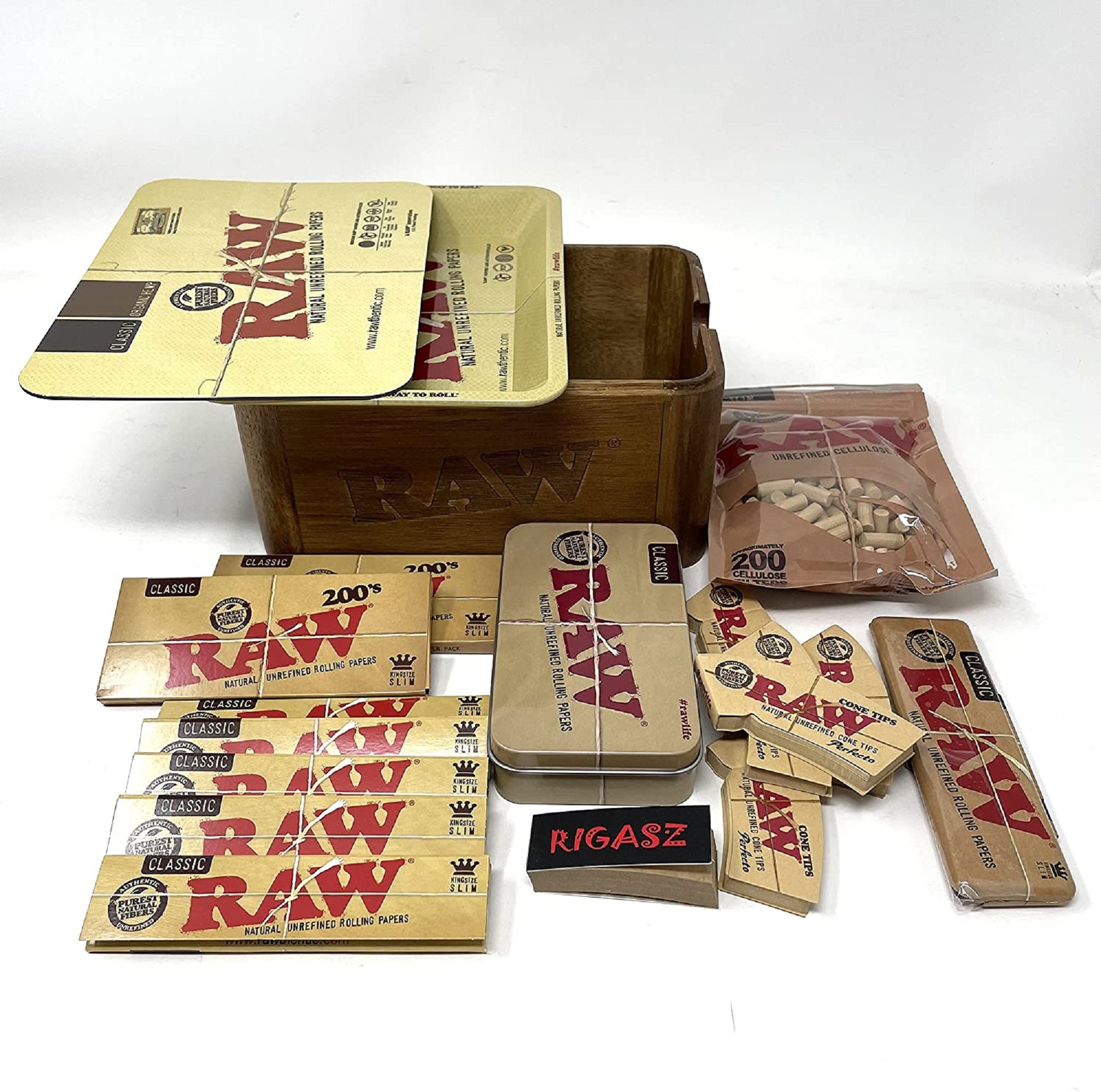 HB Raw Authentic Cache Mini Box - Wooden Stash Box with Tray (1 Count)