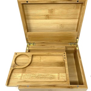 Large Bamboo Rolling Box: Home Storage with Removable Tray