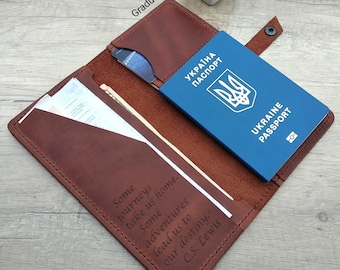 Handgefertigte Leder Geldbörse & Reise-Organizer - Personalisiertes Geschenk zum Vatertag - Weihnachtsgeschenk - Reisepass-Inhaber