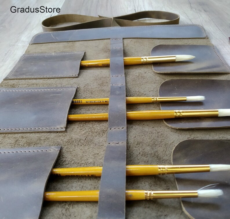 Leather Paint Brush Holder Personalized Leather Brush Roll Etsy