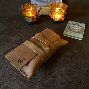 Personalisierte Leder Tarot Karten Tasche - Benutzerdefinierte Organizer für Orakel Karten - Geschenk für Tarot Enthusiasten - Tarot Kartenhalter - Weihnachtsgeschenk